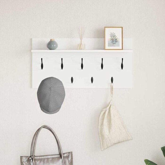 Vidaxl Moderne Wandgarderobe mit Ablage weiß 80x40cm - Outlet bis zu 33% reduziert
