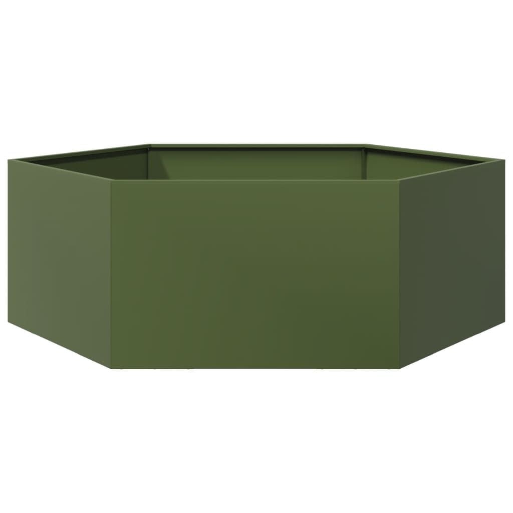 Vidaxl Sechseckiges Hochbeet 138x120x45cm in Olivgrün - Jetzt bis zu 29% sparen