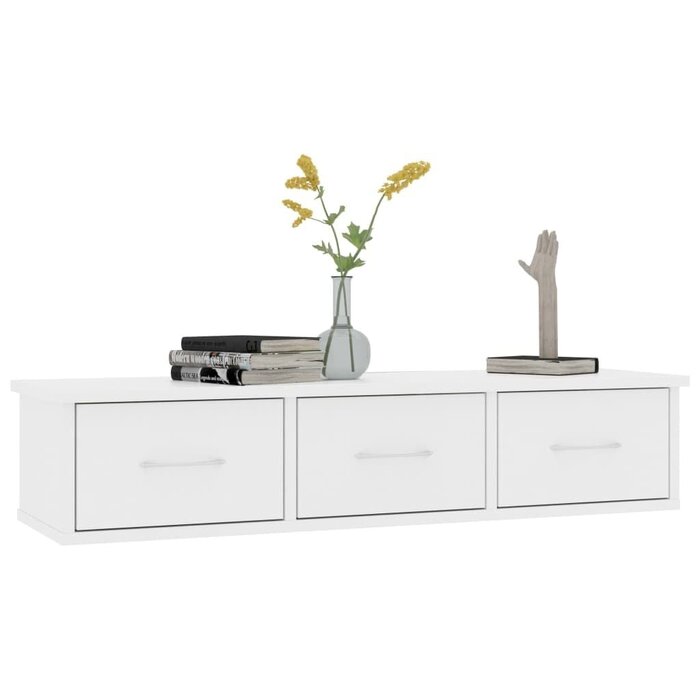 Vidaxl Wandregal mit 3 Schubladen Weiß - 88x26x18,5 cm - bis zu 58% Rabatt