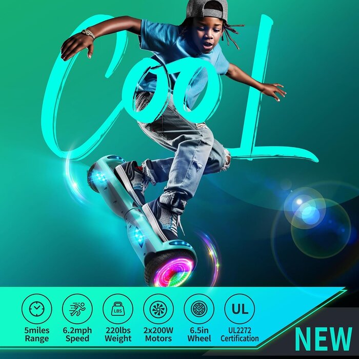 Selbstbalancierendes 6,5 Zoll Hoverboard mit LED & Bluetooth - bis zu 35% Rabatt