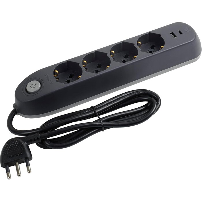 Mehrfachsteckdose 4-fach mit 2x USB - Schwarz - Bis zu 26% Rabatt