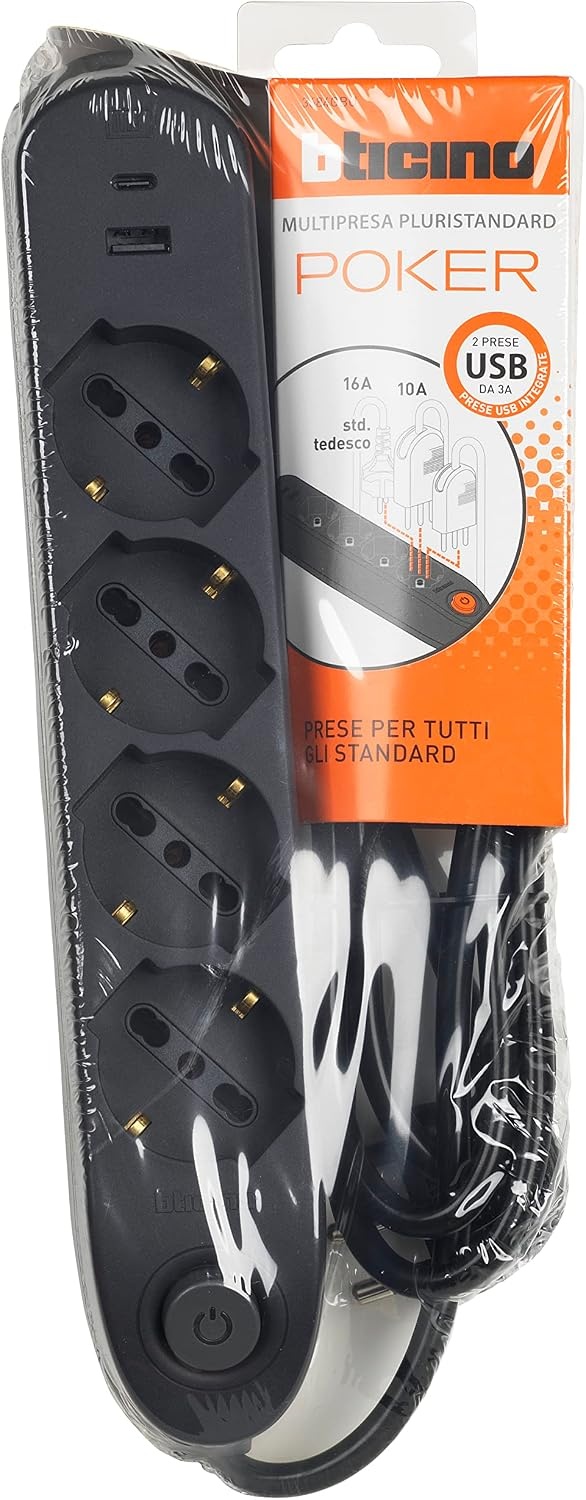 Mehrfachsteckdose 4-fach mit 2x USB - Schwarz - Bis zu 26% Rabatt