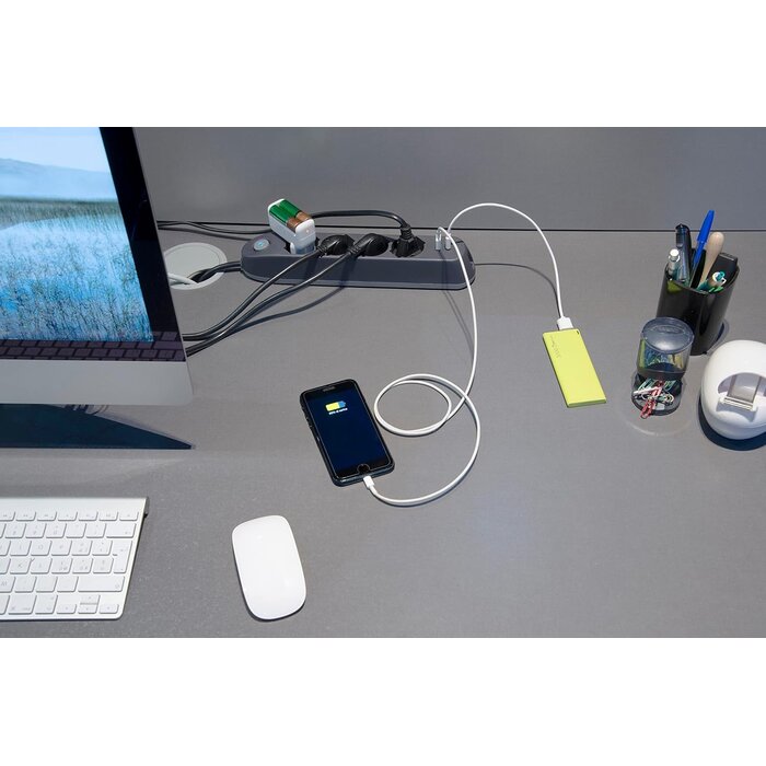Mehrfachsteckdose 4-fach mit 2x USB - Schwarz - Bis zu 26% Rabatt