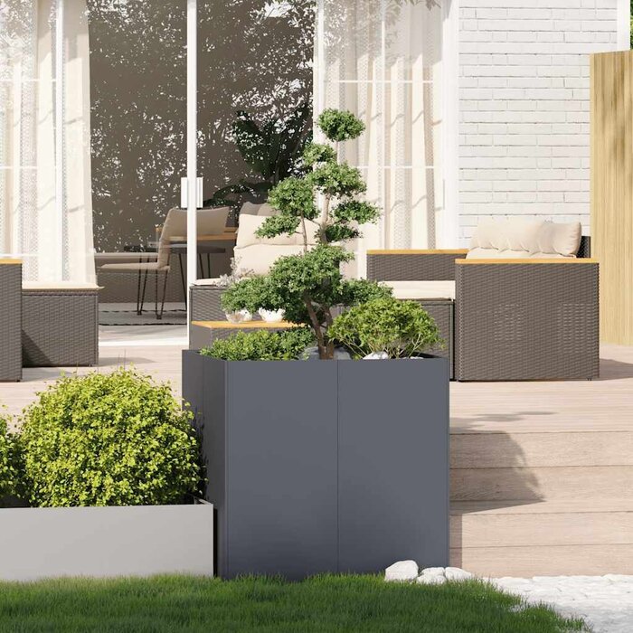 Vidaxl Großer Stahl-Pflanzkübel 80x80x80 cm Anthrazit - bis zu 35% reduziert