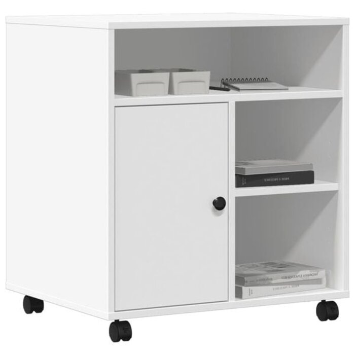 Vidaxl Druckerschrank mit Rollen, 60x50x67 cm - Weiß - bis zu 34% günstiger
