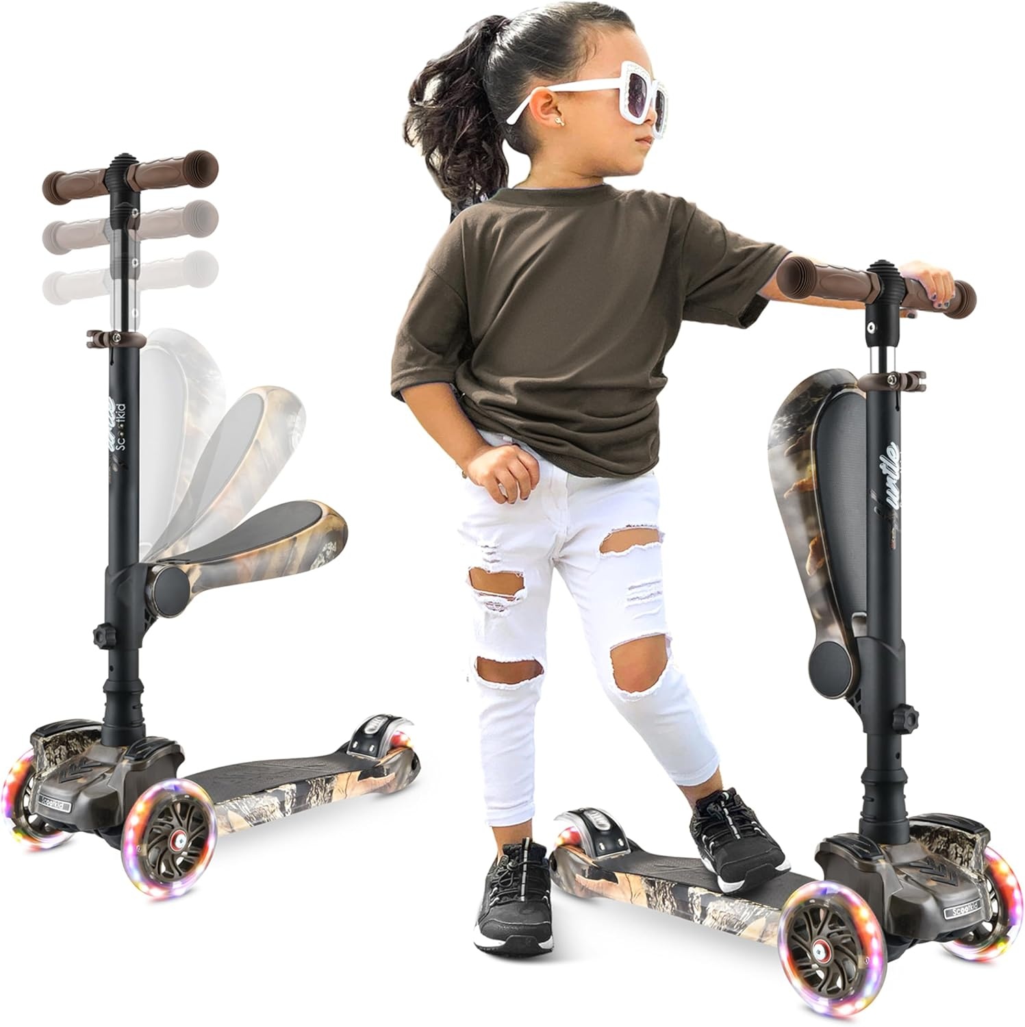 3-in-1 Kinderroller mit LED-Rädern & Sitz - bis zu 34% Rabatt