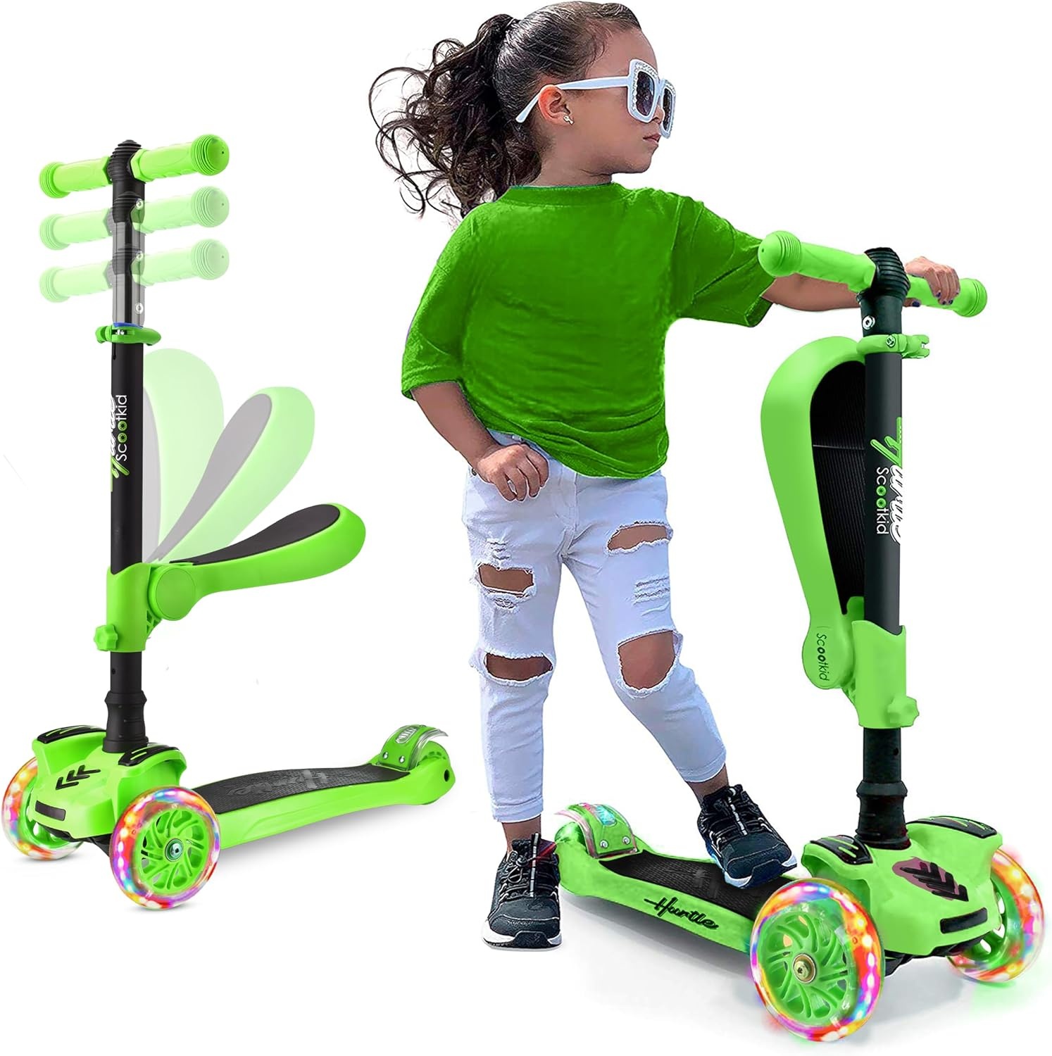 3-in-1 Kinderroller mit LED-Rädern & Sitz - bis zu 34% Rabatt