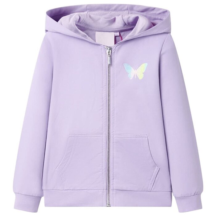 Vidaxl Kinder Kapuzenweste Lila Gr. 104 - Schmetterlings-Print - bis zu 26% reduziert