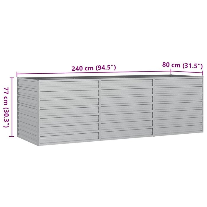 Vidaxl Großes Hochbeet aus verzinktem Stahl 240x80cm - sparen Sie bis zu 38%