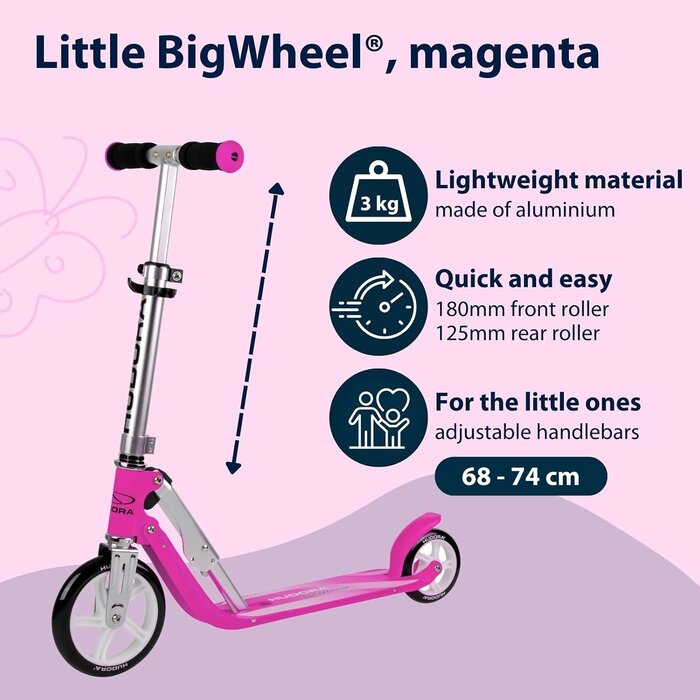Klappbarer Kinderroller aus Aluminium, magenta, bis zu 34% reduziert