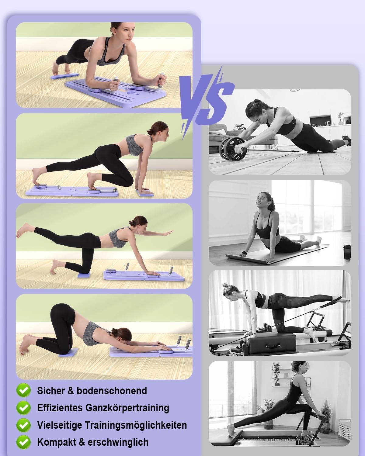 Pilates Reformer Board klappbar Lila - bis zu 34% sparen