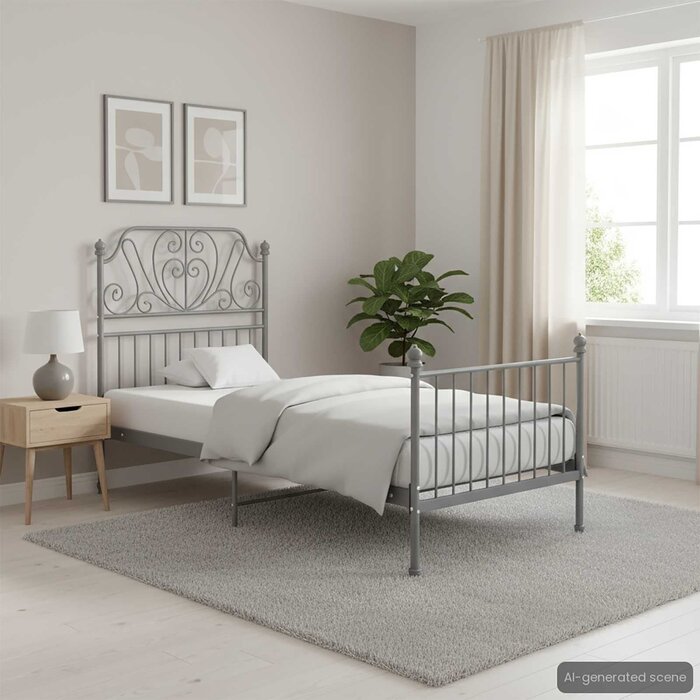Vidaxl Metallbettgestell 90x200 cm Grau inkl. Lattenrost - bis zu 35% Rabatt