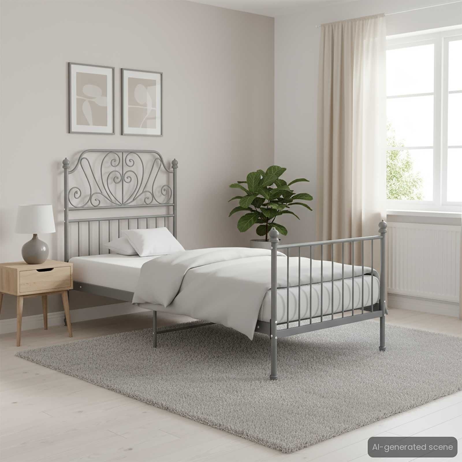 Vidaxl Metallbettgestell 90x200 cm Grau inkl. Lattenrost - bis zu 35% Rabatt