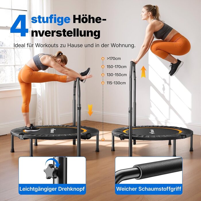 Mini-Fitness-Trampolin faltbar bis 150 kg - jetzt bis zu 34% sparen!