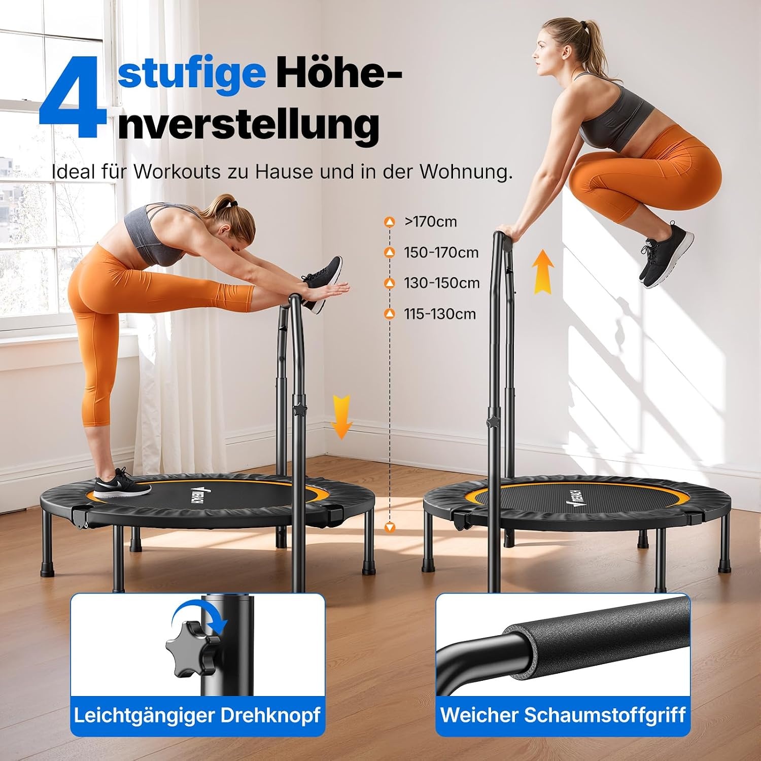 Mini-Fitness-Trampolin faltbar bis 150 kg - jetzt bis zu 34% sparen!