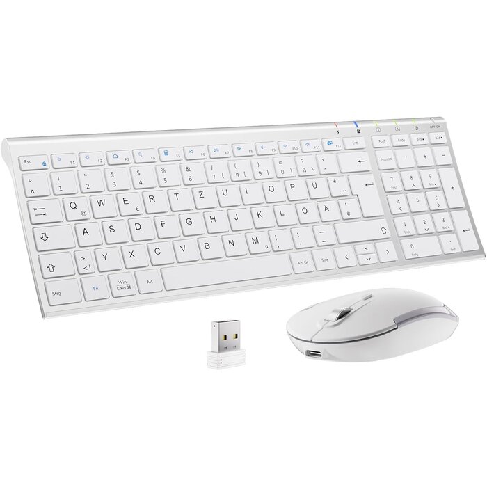 Kabelloses Tastatur- & Maus-Set QWERTZ - Ergonomisch, Weiß - bis zu 78% Rabatt