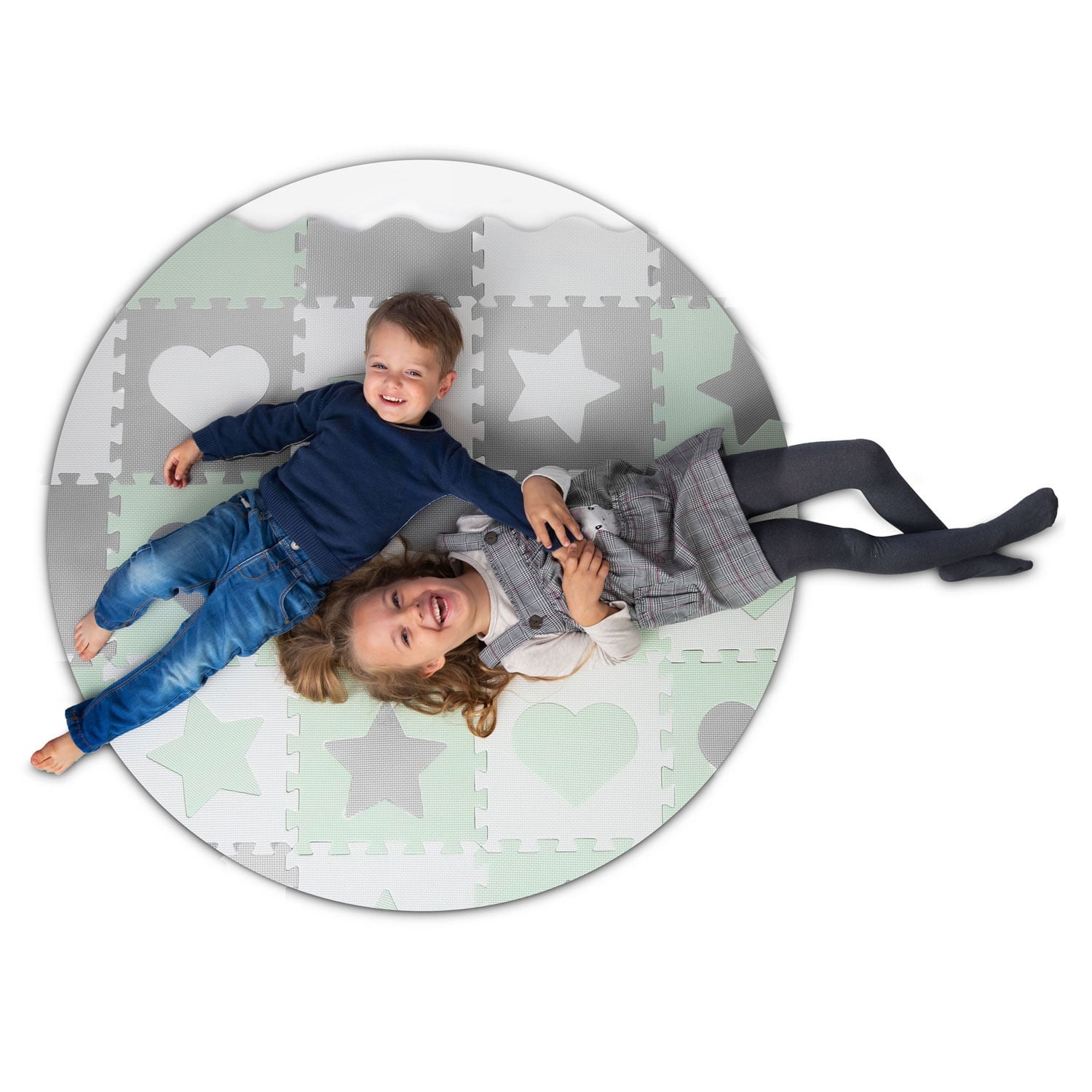 Baby Puzzlematte 150x150 cm Grau-Mint - Jetzt bis zu 32% günstiger