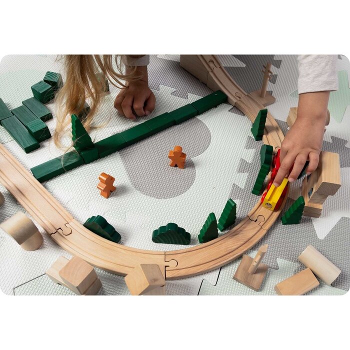 Baby Puzzlematte 150x150 cm Grau-Mint - Jetzt bis zu 32% günstiger