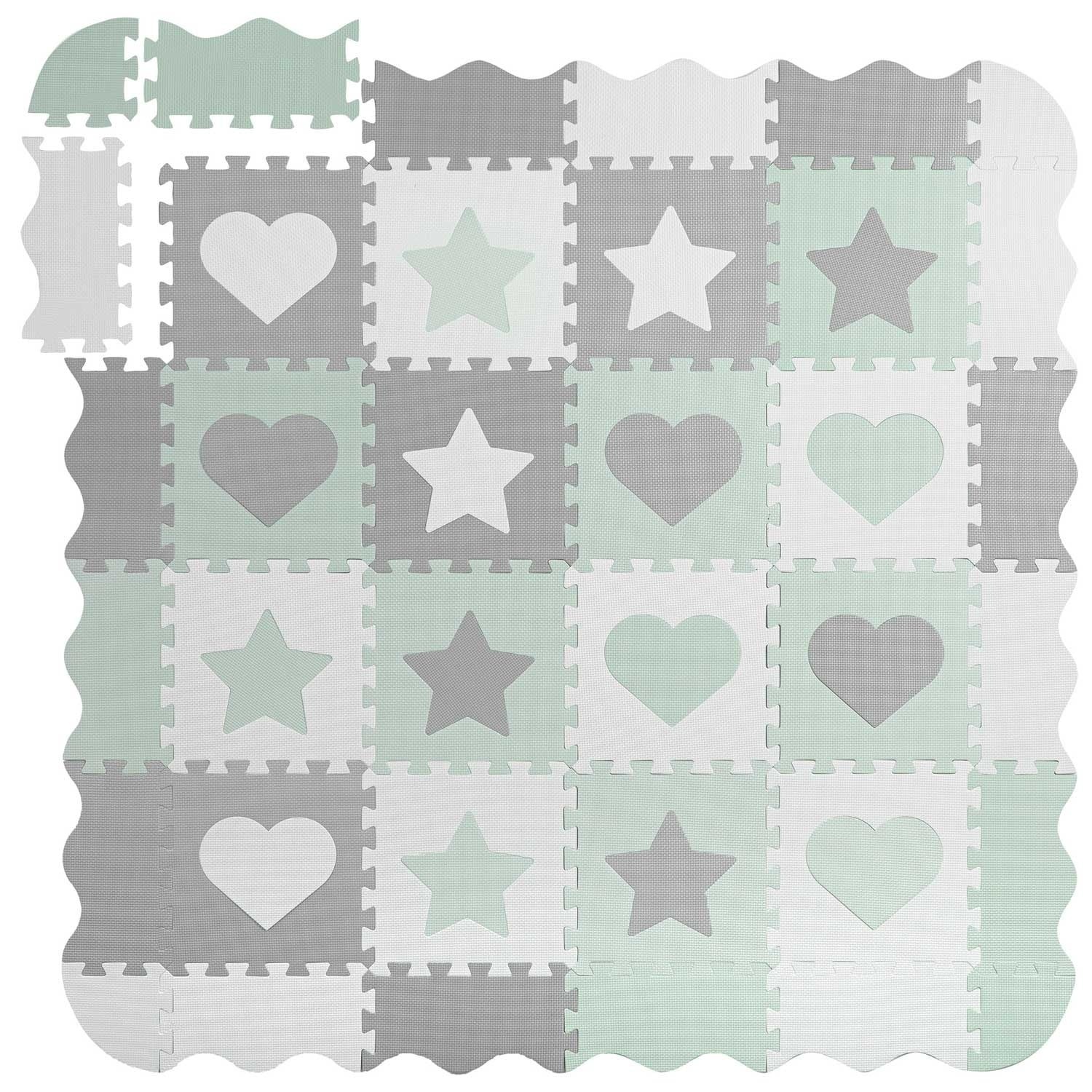 Baby Puzzlematte 150x150 cm Grau-Mint - Jetzt bis zu 32% günstiger