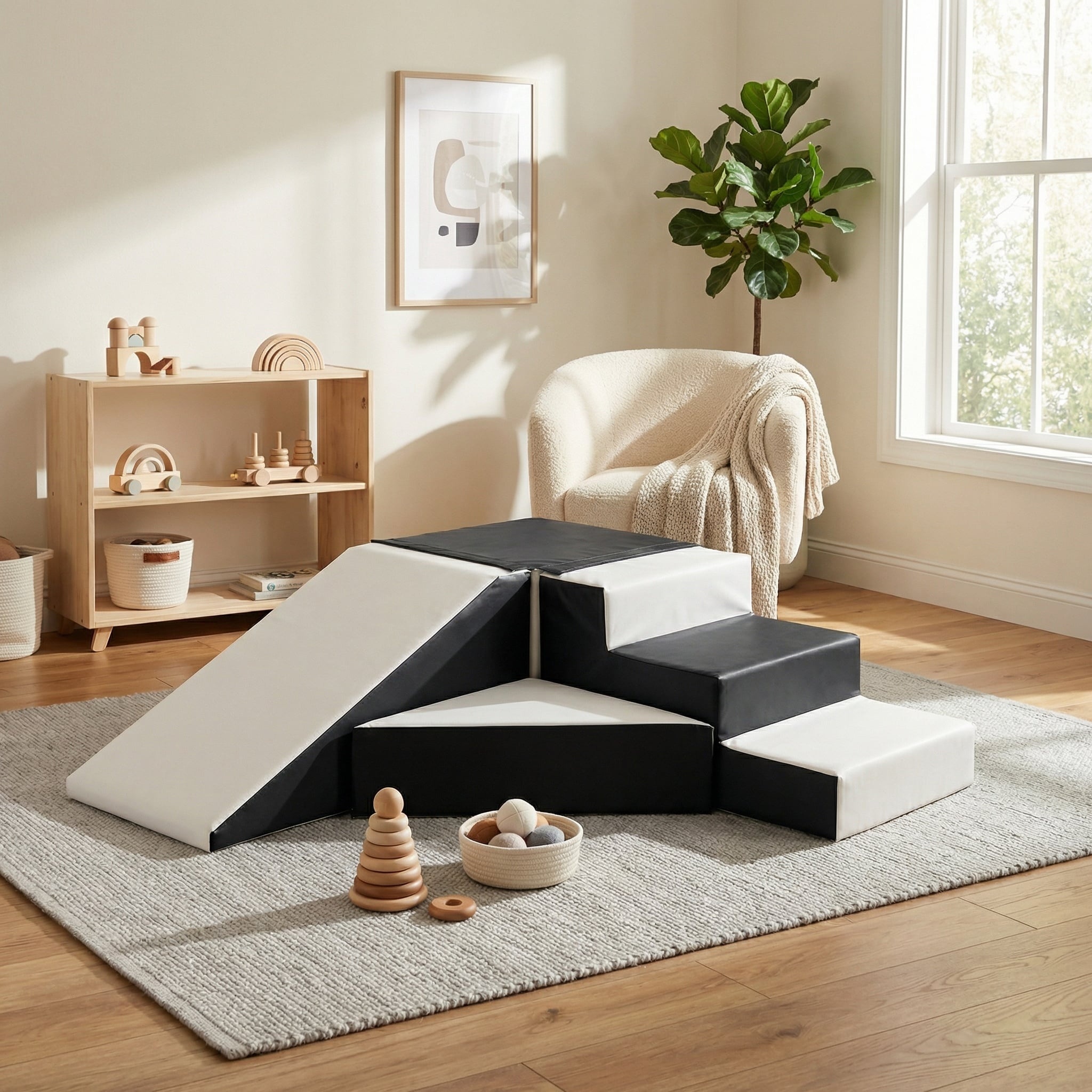 Modulares Schaumstoff-Kletterset für Kinder - Schwarz-Weiß - bis zu 35% Rabatt