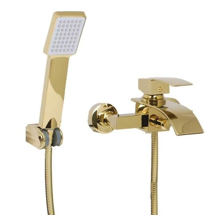 Luxus Badarmatur Gold mit Wasserfall-Auslauf - bis zu 30% Rabatt