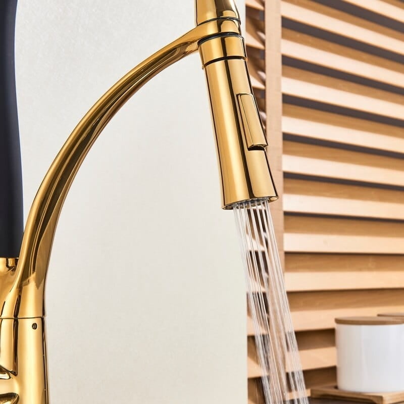 Moderne Küchenarmatur Schwarz-Gold mit Ausziehbrause - bis zu 30% Rabatt