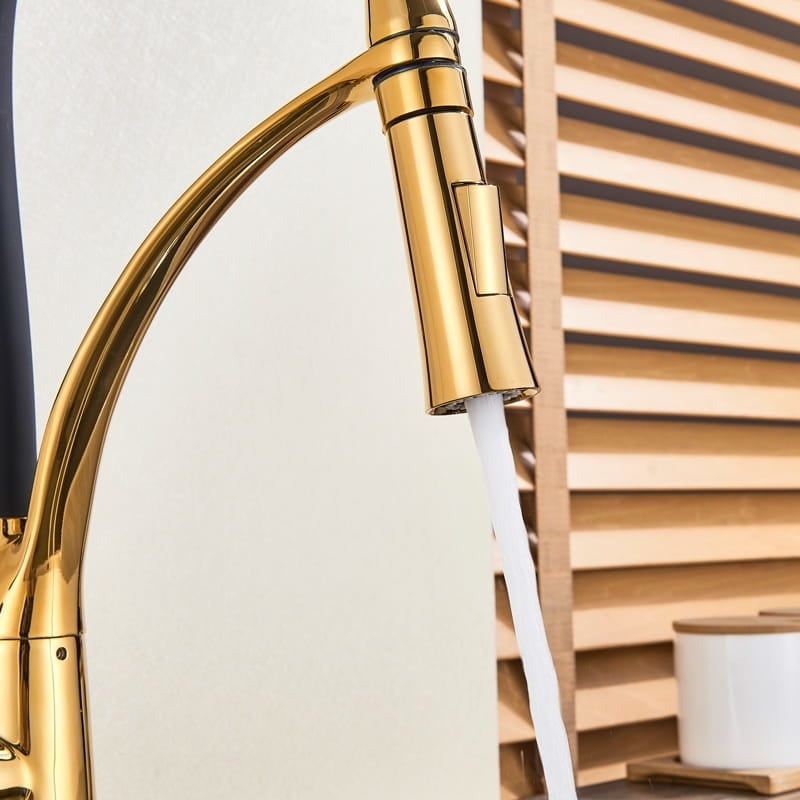 Moderne Küchenarmatur Schwarz-Gold mit Ausziehbrause - bis zu 30% Rabatt