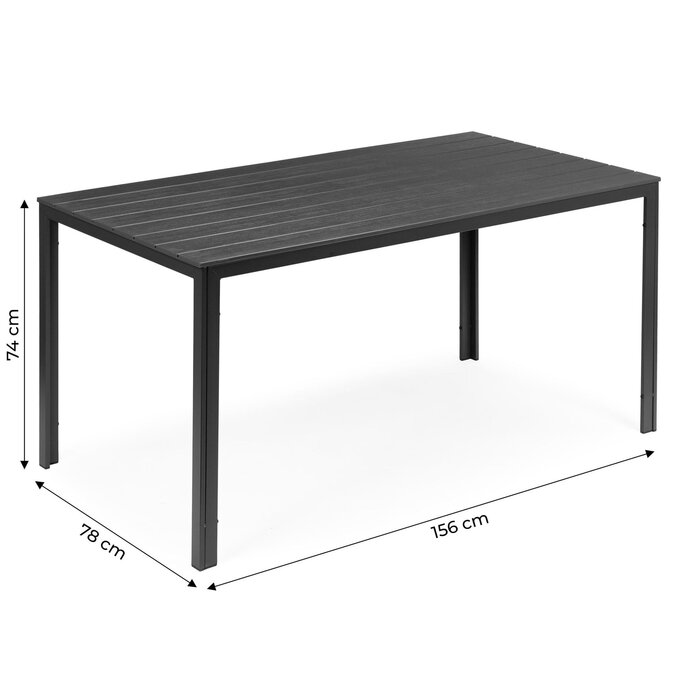 Gartentisch 156x78cm für 6 Personen - Grau Holzoptik - bis zu 35% Rabatt