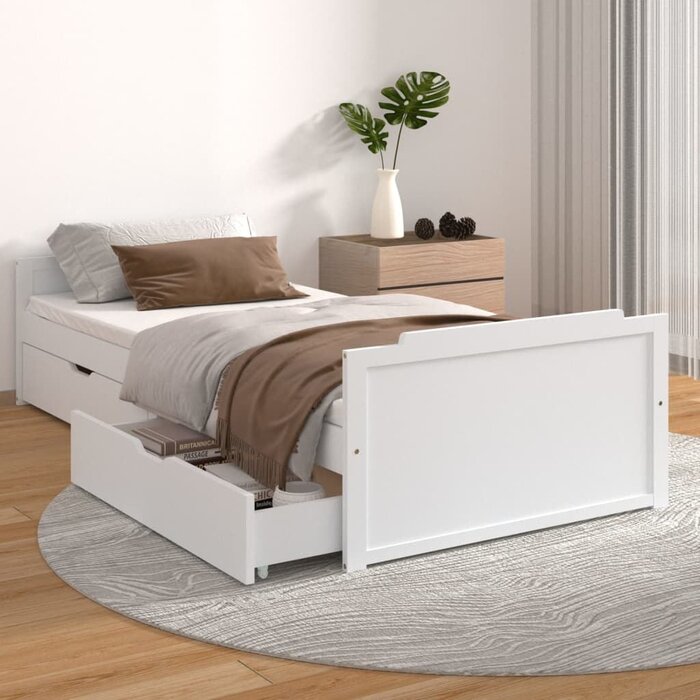 Bettgestell Kiefer Massiv Weiß 90x200 cm mit Schubladen - bis zu 71% günstiger