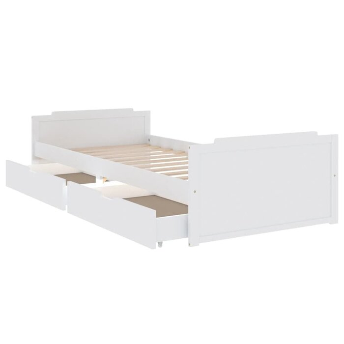 Bettgestell Kiefer Massiv Weiß 90x200 cm mit Schubladen - bis zu 71% günstiger