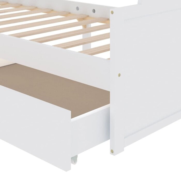 Bettgestell Kiefer Massiv Weiß 90x200 cm mit Schubladen - bis zu 71% günstiger