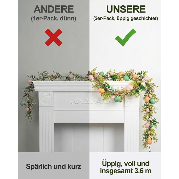 Ostergirlande Set 360 cm mit Frühlingsblumen & Eiern - bis zu 32% günstiger