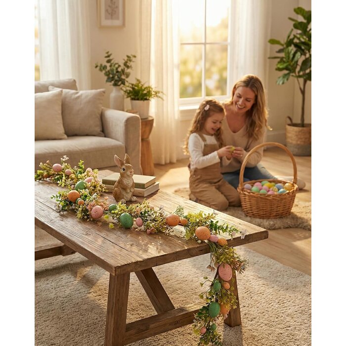 Ostergirlande Set 360 cm mit Frühlingsblumen & Eiern - bis zu 32% günstiger