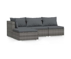 Vidaxl 4-tlg. Poly-Rattan Loungeset Grau - Jetzt bis zu 48% reduziert!