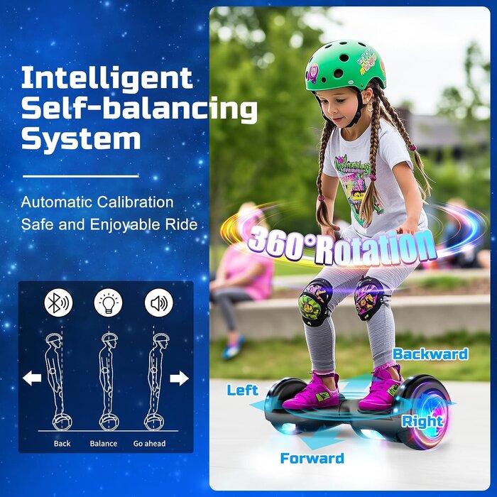 Hoverboard 6,5 Zoll für Kinder mit LED & Bluetooth - bis zu 35% Rabatt