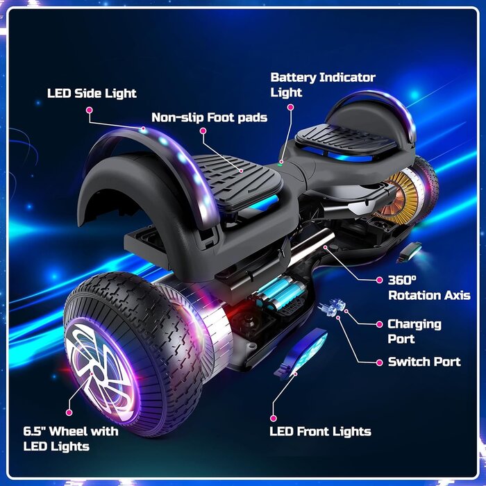 Hoverboard 6,5 Zoll für Kinder mit LED & Bluetooth - bis zu 35% Rabatt