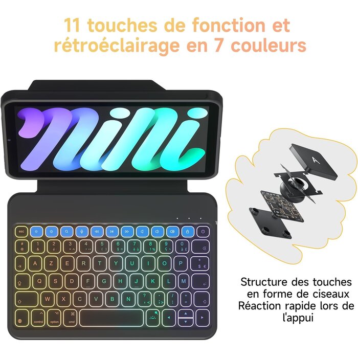iPad Mini 6 Tastatur-Hülle mit RGB - Magnetisch & Abnehmbar - bis zu 29% Rabatt