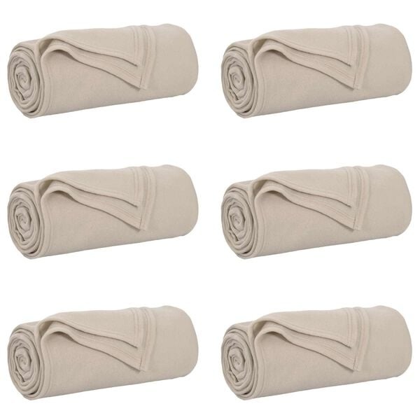 6er-Set Wohndecken Beige 170 x 130 cm - jetzt bis zu 33% sparen