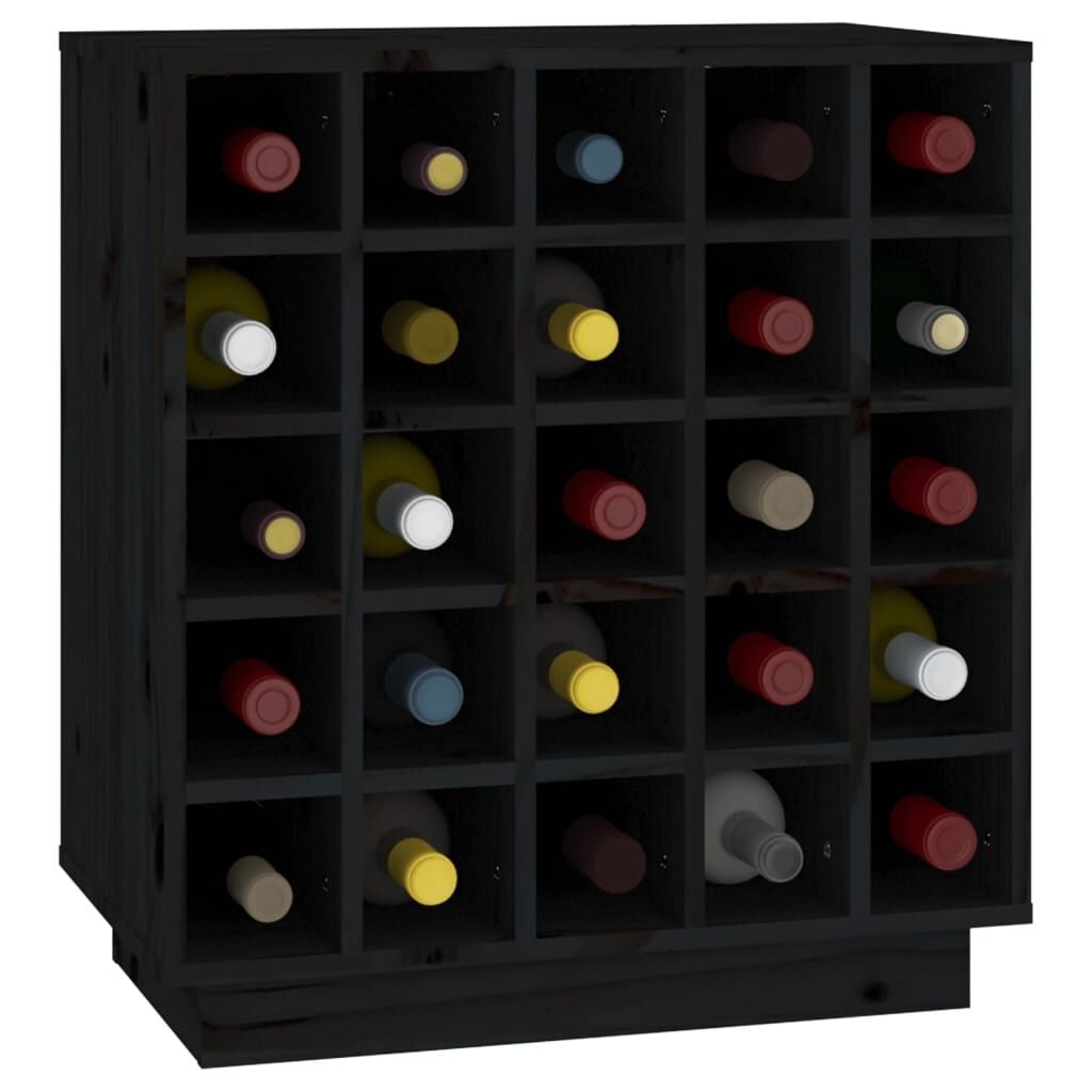 Vidaxl Weinschrank aus massivem Kiefernholz, Schwarz - bis zu 48% Rabatt