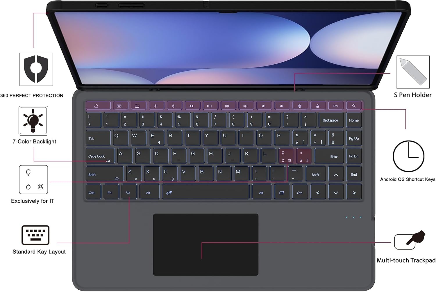 Premium Tastaturhülle für 14,6" Tab S10/S9/S8 Ultra - Italienisch - bis zu 34% Rabatt