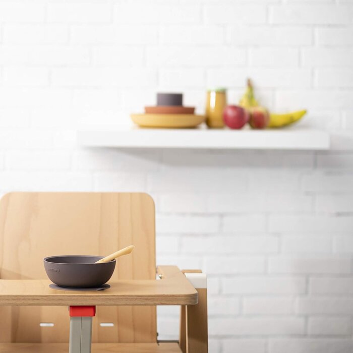 4-tlg. Kindergeschirr-Set aus Silikon - Rosa/Aubergine - bis zu 28% Rabatt