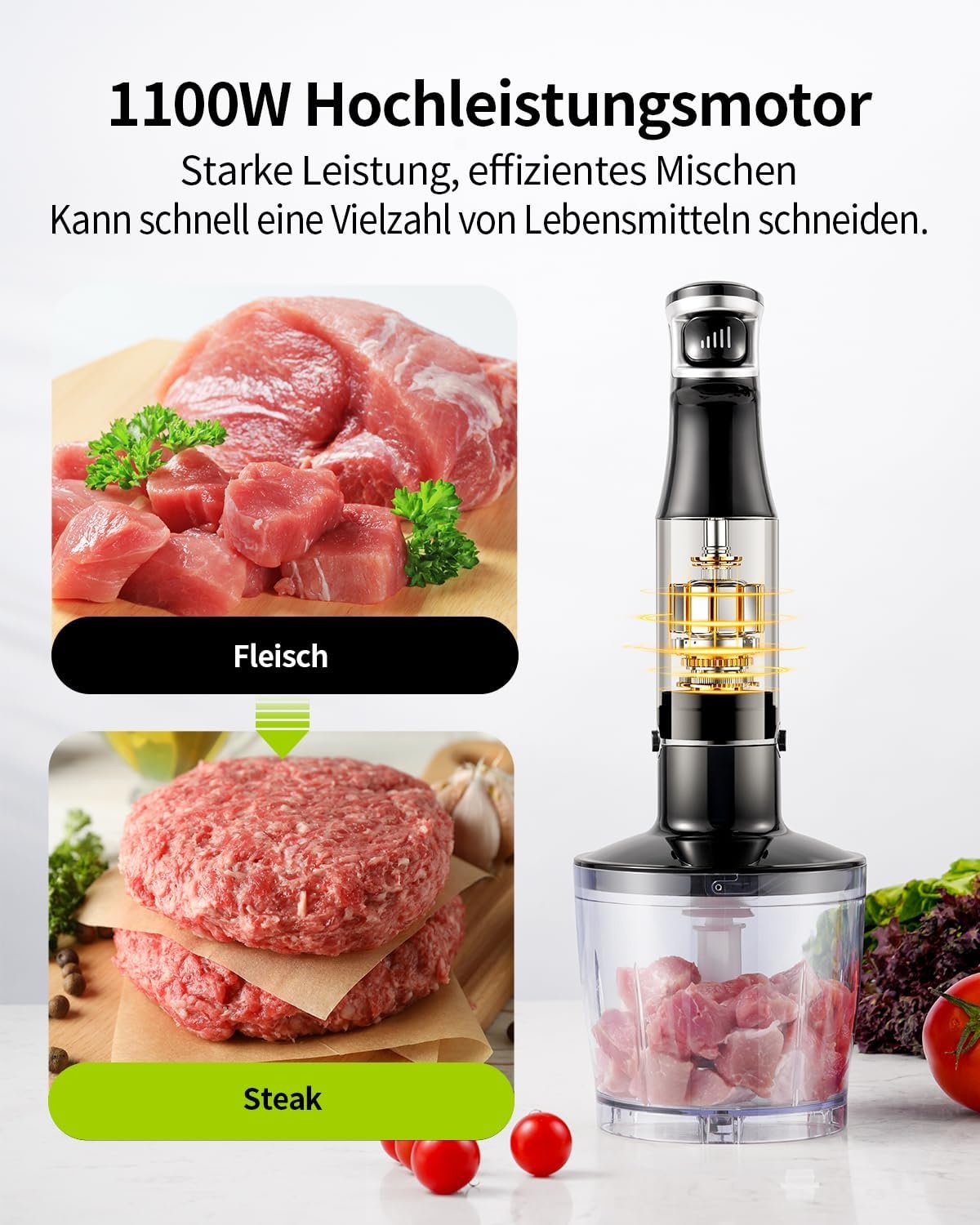 5-in-1 Stabmixer Set 1100W - Edelstahl - jetzt bis zu 33% günstiger sparen