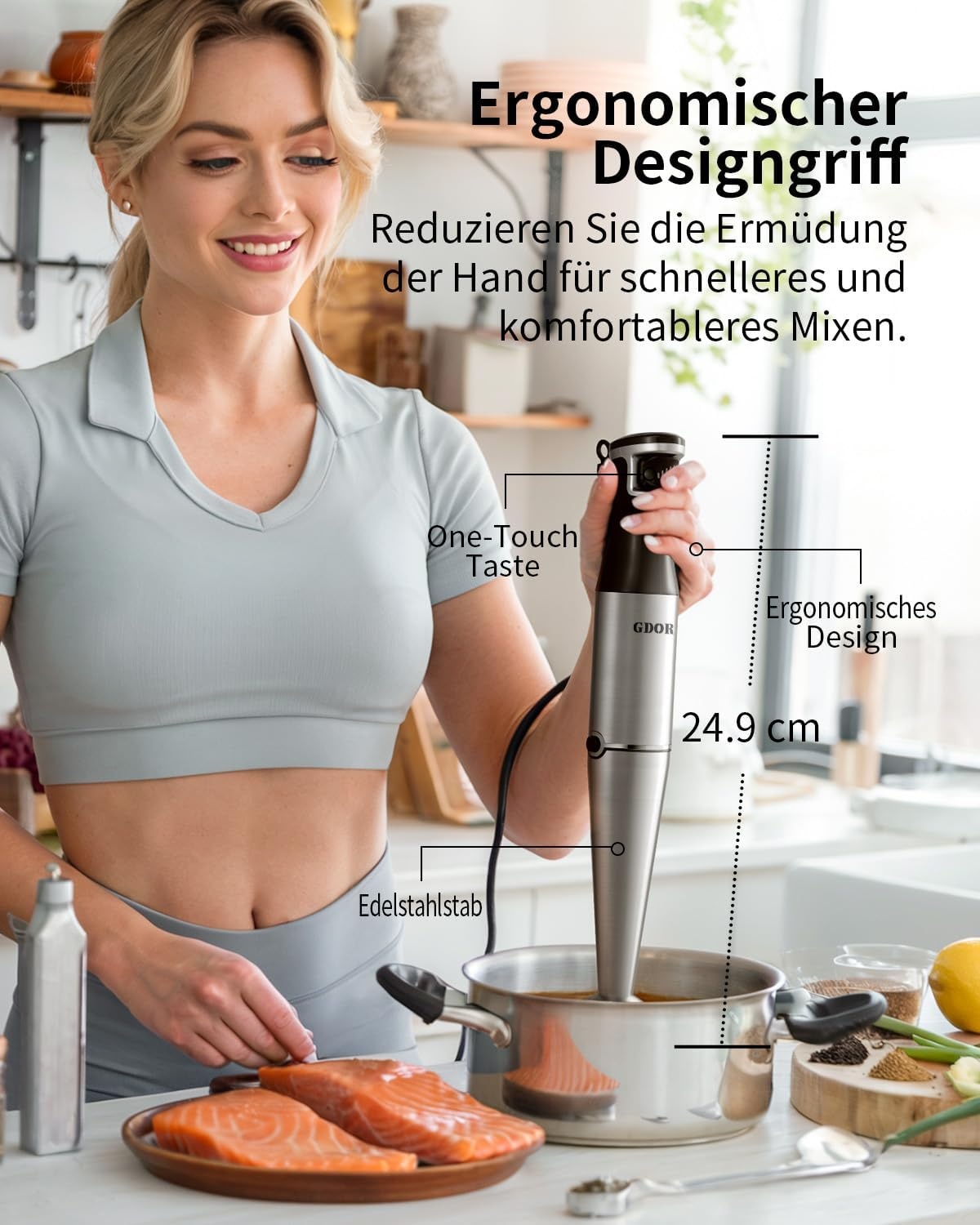 5-in-1 Stabmixer Set 1100W - Edelstahl - jetzt bis zu 33% günstiger sparen