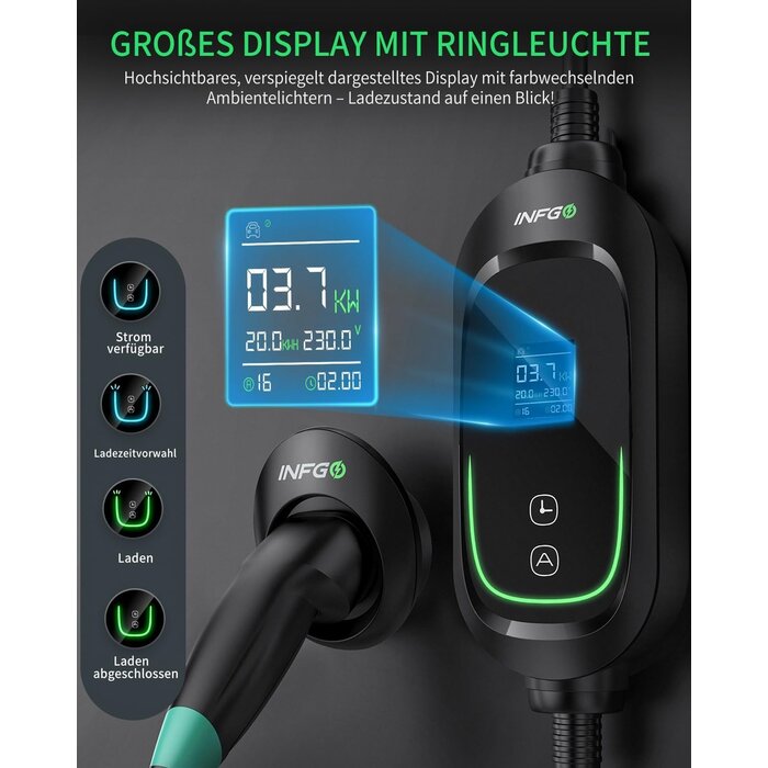 Mobile Typ 2 Ladestation 3,68 kW, 6,2m Kabel - bis zu 29% Rabatt