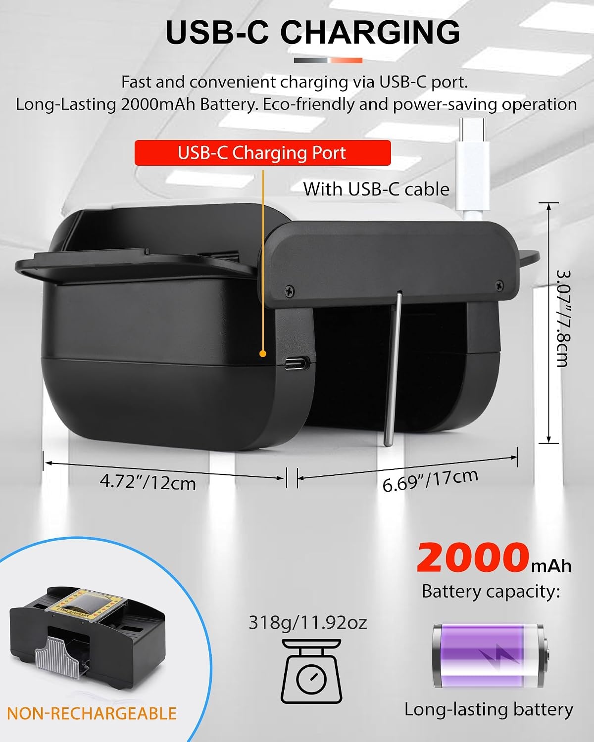 Automatischer Kartenmischer für 1-2 Decks, USB-C, Schwarz - bis zu 28% sparen