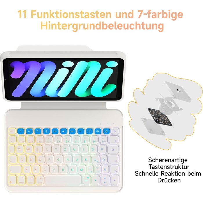 Hou iPad Mini 7/6 Tastatur-Hülle: Beleuchtet & 180° drehbar - bis zu 33% Rabatt