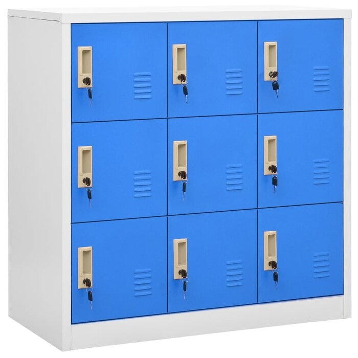 Vidaxl Robuster 9-Fach Spindschrank - Hellgrau & Blau - Outlet-Deal bis zu 53% sparen