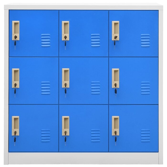 Vidaxl Robuster 9-Fach Spindschrank - Hellgrau & Blau - Outlet-Deal bis zu 53% sparen