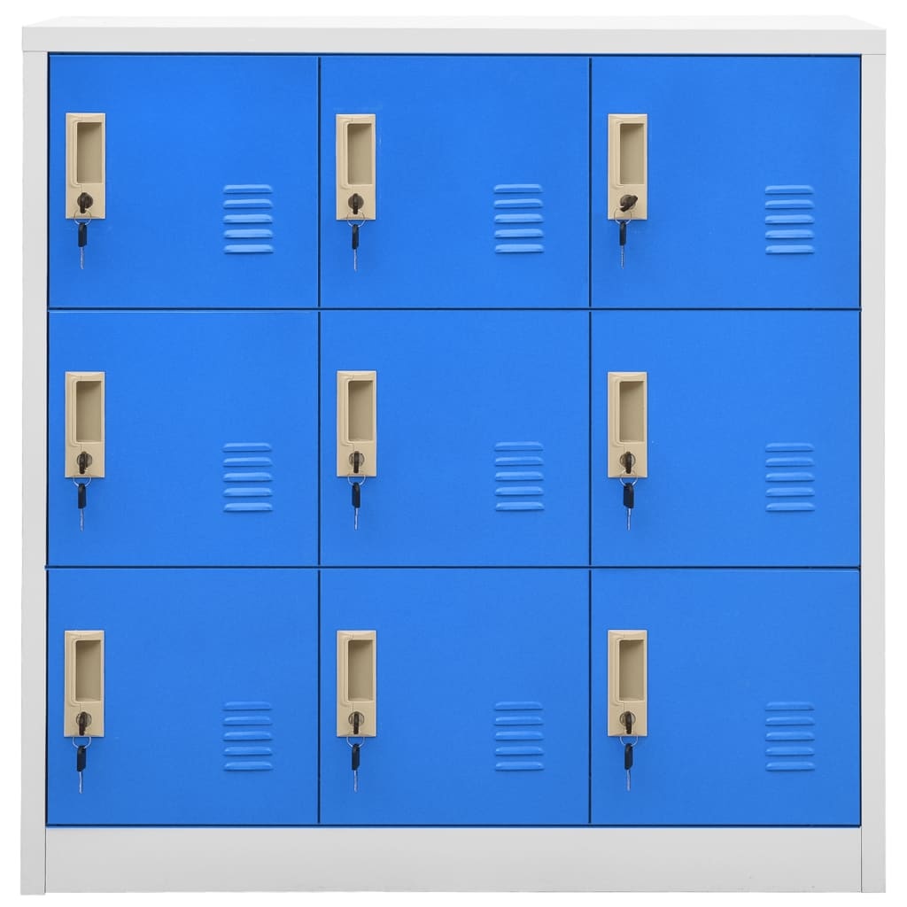 Vidaxl Robuster 9-Fach Spindschrank - Hellgrau & Blau - Outlet-Deal bis zu 53% sparen