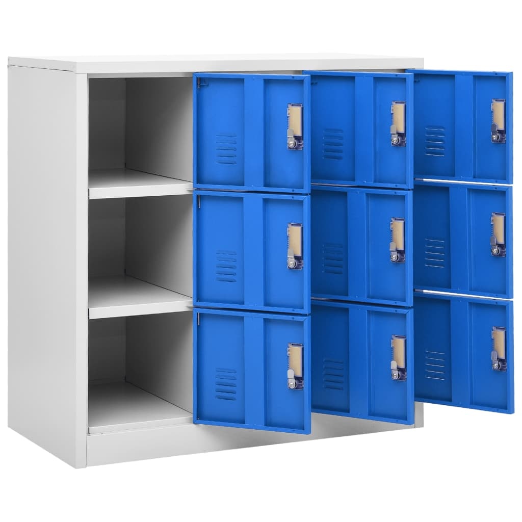 Vidaxl Robuster 9-Fach Spindschrank - Hellgrau & Blau - Outlet-Deal bis zu 53% sparen